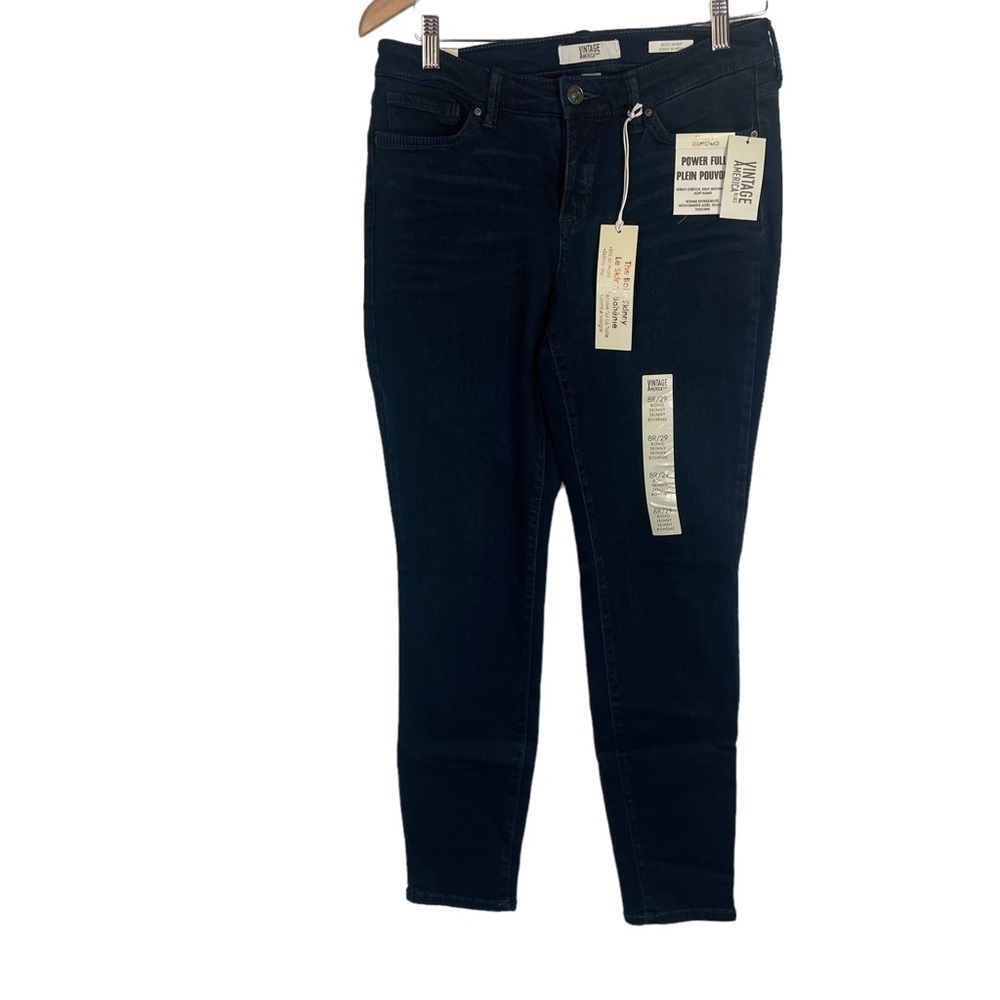 Vintage America The Boho Skinny Blue Denim Mid Rise Means Size 29 NWT